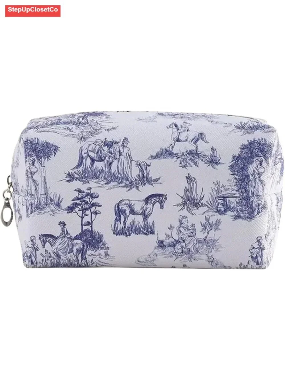 Chinoiserie Floral Makeup Bag - Durable Portable Travel Cosmetic Organizer with
